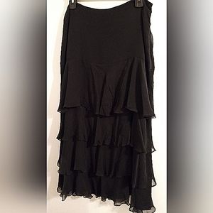 Ralph Lauren Long Black Ruffled Skirt, Size 10